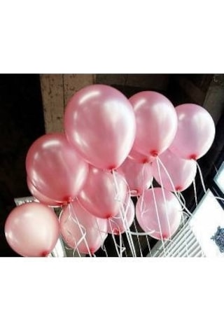 50 Adet Metalik Sedefli Parlak Pembe Balon Doğum Günü Uçan