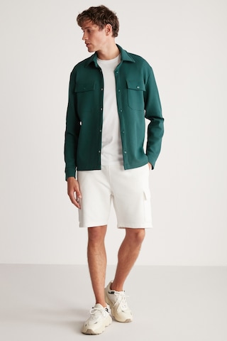 Grımelange Maze Erkek Özel Dokulu Kalın Kumaşlı Cepli Çıtçıtlı Yeşil Ceket Yeşil