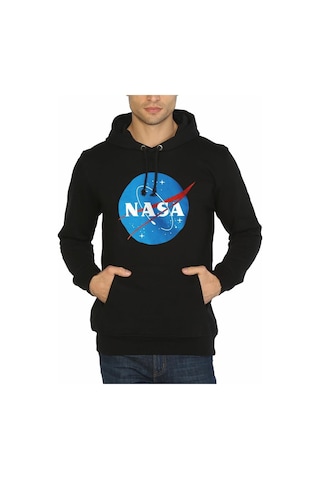 Bant Giyim - Nasa Siyah Kapüşonlu Erkek Sweatshirt
