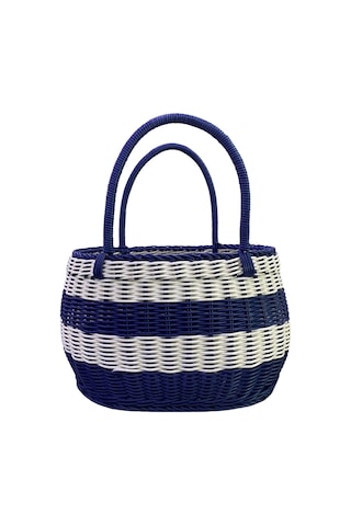 Xiaaokeji Büyük Mavi Ve Beyaz Açık Hava Piknik Sepeti, Alışveriş Sepeti Mavi-beyaz