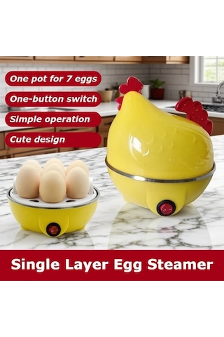 Elmpaly Küçük Ev Tipi Çok Amaçlı Sarı Elektrikli Yumurta Pişirici 7'li Kapasite Otomatik Kapama