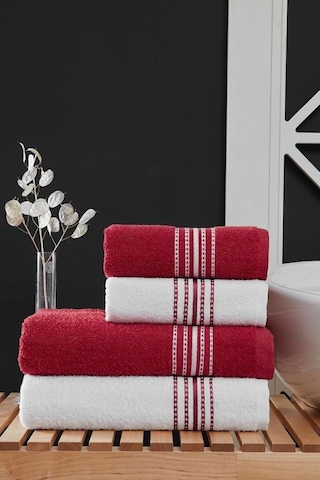 4 Lü Banyo Havlusu Seti Elvin - 70x140 Bordo