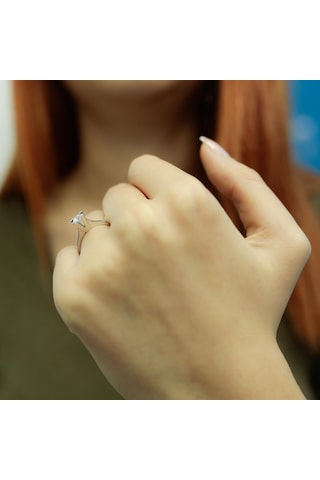 Lova F Renk 0,42 Karat Pırlanta Tektaş Yüzük - Hrd - 1020015