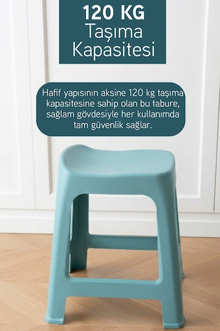 İronika 4'lü Plastik Kavisli İstiflenebilen Ortopedik Rahat Tabure - Turkuaz