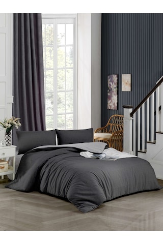 Ely Parker Kolay Ütü 160x200 Çift Kişilik Nevresim Takımı(Gri Lastikli Çarşaf+Yorgan Kılıfı+Y. Kılıfı) Antrasit 160 x 200 Antrasit