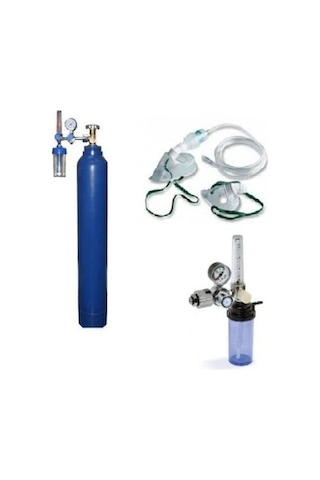 Dolu Oksijen Tüpü 10 L + Manometre + Kanül 2 M