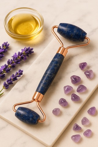 Lapis Lazuli Doğal Taş Yüz Roller Cilt Masaj Aleti Lenf Drenajı, Sıkılaştırma Ve Parlaklık Etkisi Çok Renkli