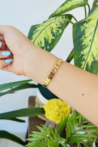 Allmisse Altın Kaplama 316l Kalite Arpa Desenli Model Kararmaz Çelik Kelepçe Bileklik - Altın