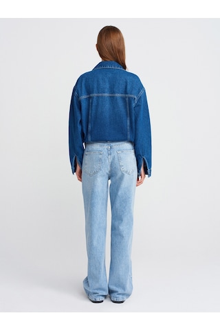 Dilvin 71792 Kar Yıkama Wideleg Denim Pantolon-mavi Mavi