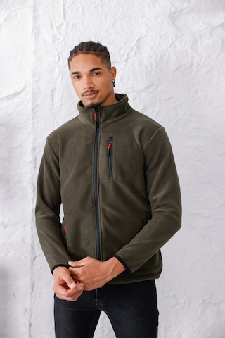 Monox Erkek Biyeli Fermuarlı Spor Polar Ceket Haki