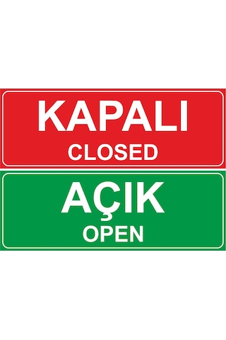 Vantuzlu Açık Kapalı Çift Yön Kapı Tabelası 10X15
