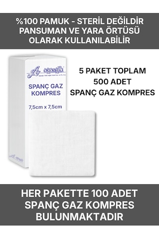 Ağaoğlu Spanç Gazlı Bez 7,5x7,5cm 16 Katlı 500 Adet
