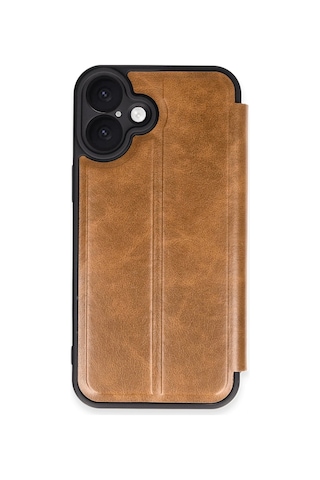 Mey İthalat Apple Uyumlu iPhone 16 Plus Kılıf Flip Cover - Taba