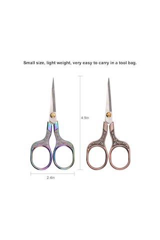 Qingmipy Vintage Bronz Makas - Saç & Sakal Kesimi İçin Paslanmaz Çelik Dıy Makası Bronz