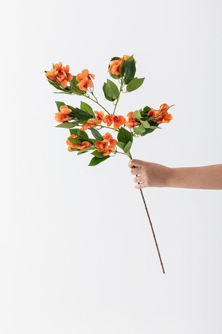 Yapay Lux Menekşe Dalı Somon 80 Cm 5 Yaprak Somon