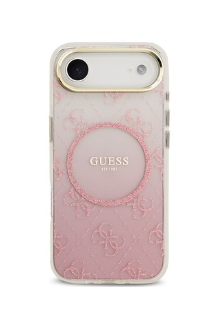 Apple Uyumlu iPhone 17 Air Kılıf Guess Lisanslı M-safe Şarj Özellikli 4g Desenli Simli Silikon Kapak Pembe Pembe