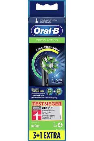 Oral-B Cross Action Clean Maximizer 3+1 Yedek Fırça Başlığı Siyah