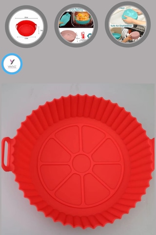 Yayke Silikon Pişirme Kap Air Fryer Hava Fritözü Pişirme Kabı 2Ad Çok Renkli