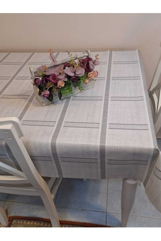 Elyaflı Pvc Masa Örtüsü Modern, Dayanıklı, Silinebilir Ve Şık Görünüm Mrl156 Gri