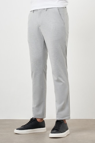 Morven Erkek Gri Poliviskon Trend Çizgili Slim Fit Örme Spor Pantolon Gri