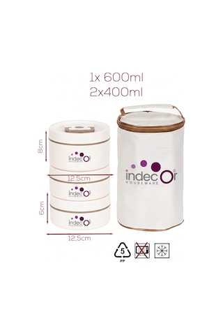 Isı Yalıtımlı Çantalı 3 Parça Vakumlu Lunch Box Yemek Termosu Beslenme Kutusu Sefer Tası Haki - Krem
