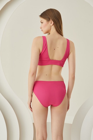 Loya Kadın Fuşya Reps Yüksek Bel Tek Alt Bikini