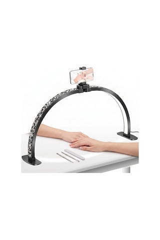 Trled F-550a Zebra Elmas Desenli 55cm Katlanabilir Yarım Ay Protez Tırnak Ve Güzellik Uzmanı Masa Lambası Standart