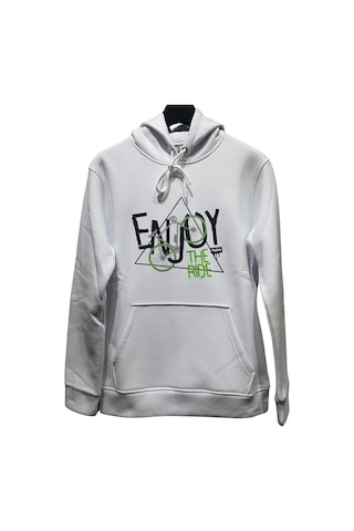 Fuba Kapşonlu Sweat Enjoy Beyaz Beyaz