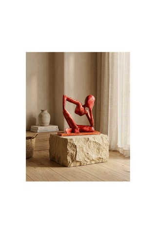 Dekoratif Düşünen İnsan Heykeli Kırmızı 21x21 Cm Soyut Figür Biblo, Modern Masaüstü Ve Konsol Üstü Dekor Objesi