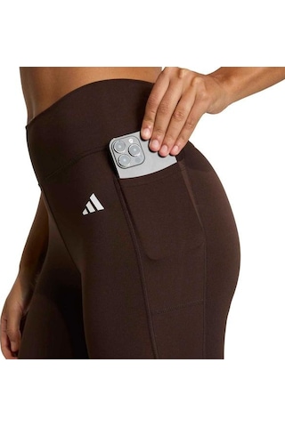 Adidas Optime Essentials Cepli Kadın Kahverengi Tayt