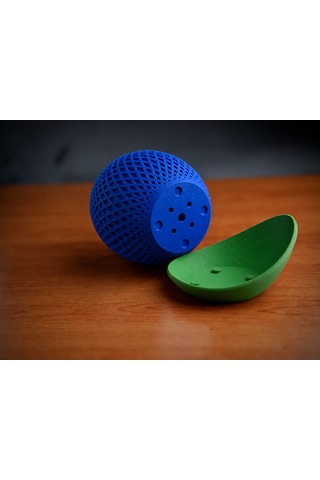 Bezos 3d Baskı Küre Saksı - Kafes Dokulu İki Parçalı Dekoratif Saksı - Mavi-yeşil Bezos1 05679709