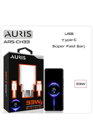 Auris ARS-CH33 33 W USB To Type C Kablolu Turbo Hızlı Şarj Aleti