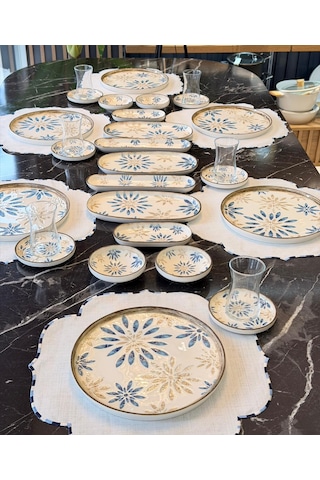 29 Parça Mione Blue Porselen Kahvaltı Takımı -5610 Çok Renkli
