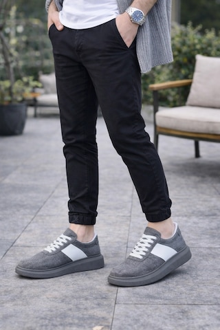 Mevese Lunex Erkek Bağcıklı Süet Günlük Spor Sneaker Ayakkabı - Gri - Beyaz