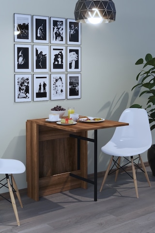 Dekorfim Flamingo Pratik Katlanır Koyu Ceviz Masa