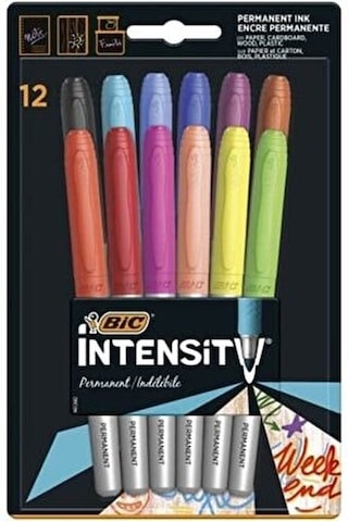 Bic Intensity Permanent Markör 12 Renk Çok Renkli