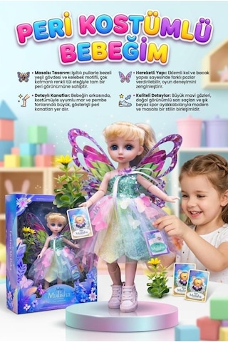 Mulisha Peri Bebek Oyun Seti - 30 Cm Eklemli Manken Bebek, Kanatlı Ve Işıltılı Peri Kostümlü