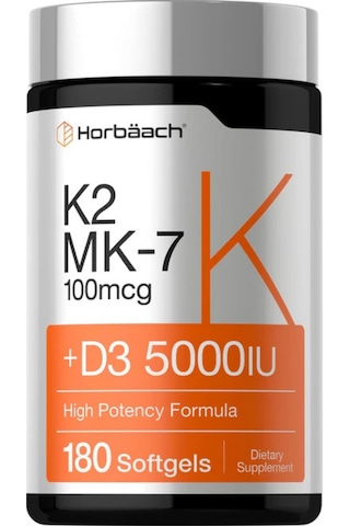 K2 Mk-7 100 Mcg +d3 5,000 Iu 180 Softgels