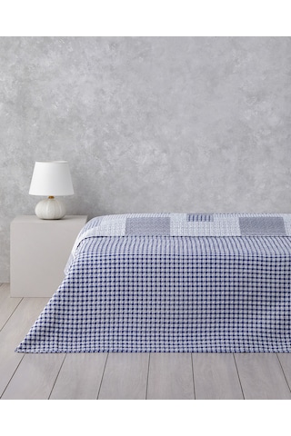 English Home Urban Patchwork Tek Kişilik Çok Amaçlı Örtü 160x220 Cm Lacivert Lacivert