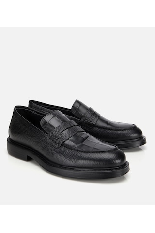 Hotiç Erkek Deri Siyah Kroko Detaylı Klasik Loafer 02ayh315320a100 02ayh315320a100 Siyah