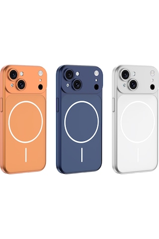 Apple Uyumlu iPhone 14 Kılıf M-safe Şarj Özellikli Kamera Korumalı Kapak Spark Turuncu