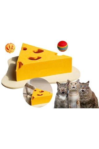 Cat Butler Eğitici Kedi Oyuncağı Peynir Dilimi Tasarımlı Etkileşimli Zeka Oyuncağı