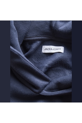 Jack & Jones Erkek Loose Fit Kapüsonlu Hoodie - Collie - 12301971 Lacivert