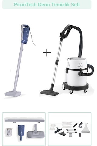 Pirantech RLZ-208 Buharlı Temizlik Robotu Vakumlu Halı Koltuk Yıkama + EK340 Torbasız Elektrikli Süpürge