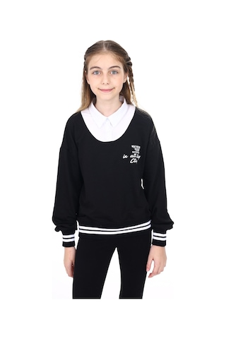 Toontoy Kız Çocuk Okul Sweatshirt Siyah
