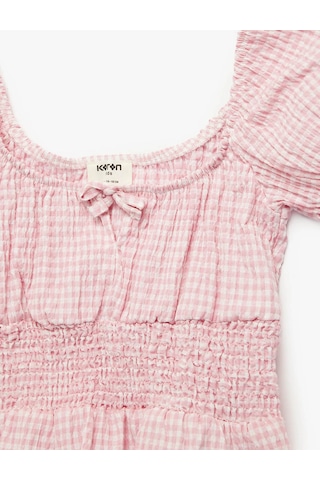 Koton Fiyonklu Pötikare Desenli Pembe Kız Çocuk Bluz 6skg60103aw Pembe