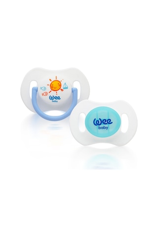 Wee Baby 2'li Gece Gündüz Emzik No:2 Mavi (Saklama Kabı Hediyeli) 6-18 Ay