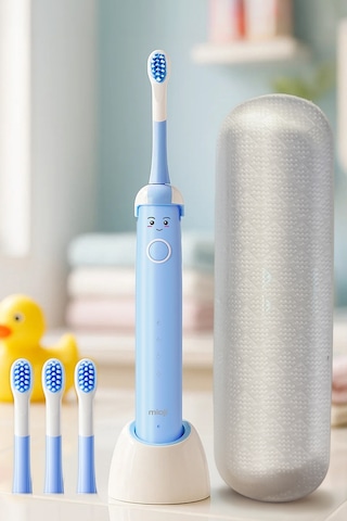 Mioji Oral B2 Kids Care Şarj Edilebilir Diş Fırçası Mavi + 3 Yedek Fırça Başlık ve Taşıma Çantası