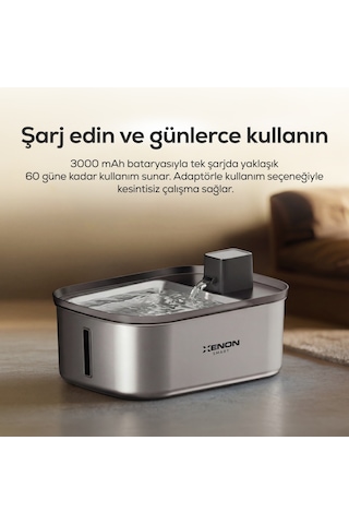 Xenon Smart Su Pınarı | Akıllı, 6.5L, Radar Sensörlü, 60 Gün Şarjlı, Çelik İç Yüzey, Tüm Patilere Uygun (X8658)