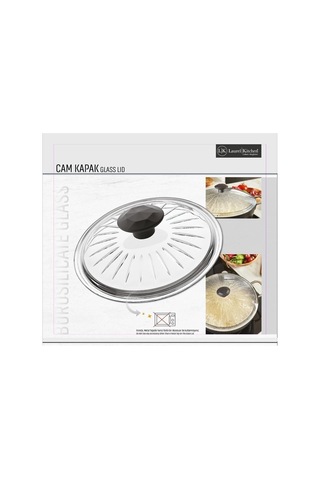 L K Laurel Kitchen Borcam Kapak Isıya Dayanıklı Tava Tencere Ve Sahan Uyumlu Tepelikli Şık Desenli 26 Cm Kapak Çok Renkli